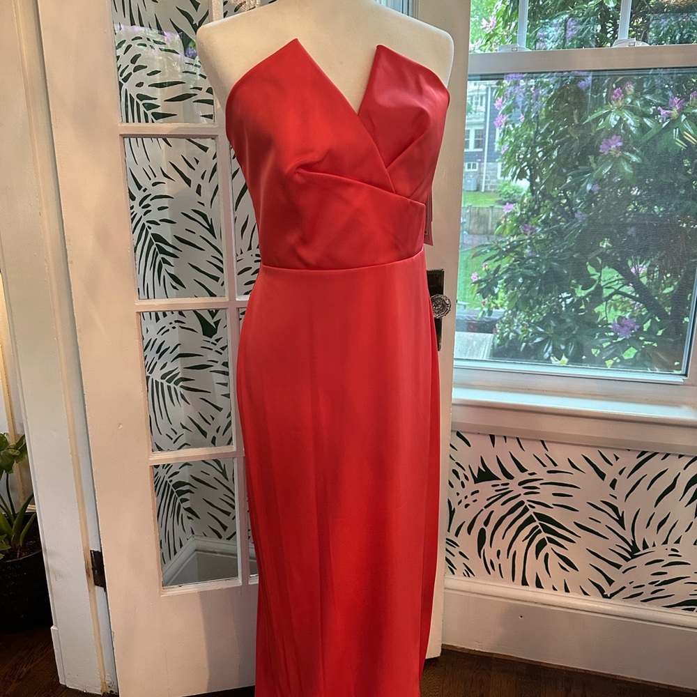 Beautiful strapless coral gown